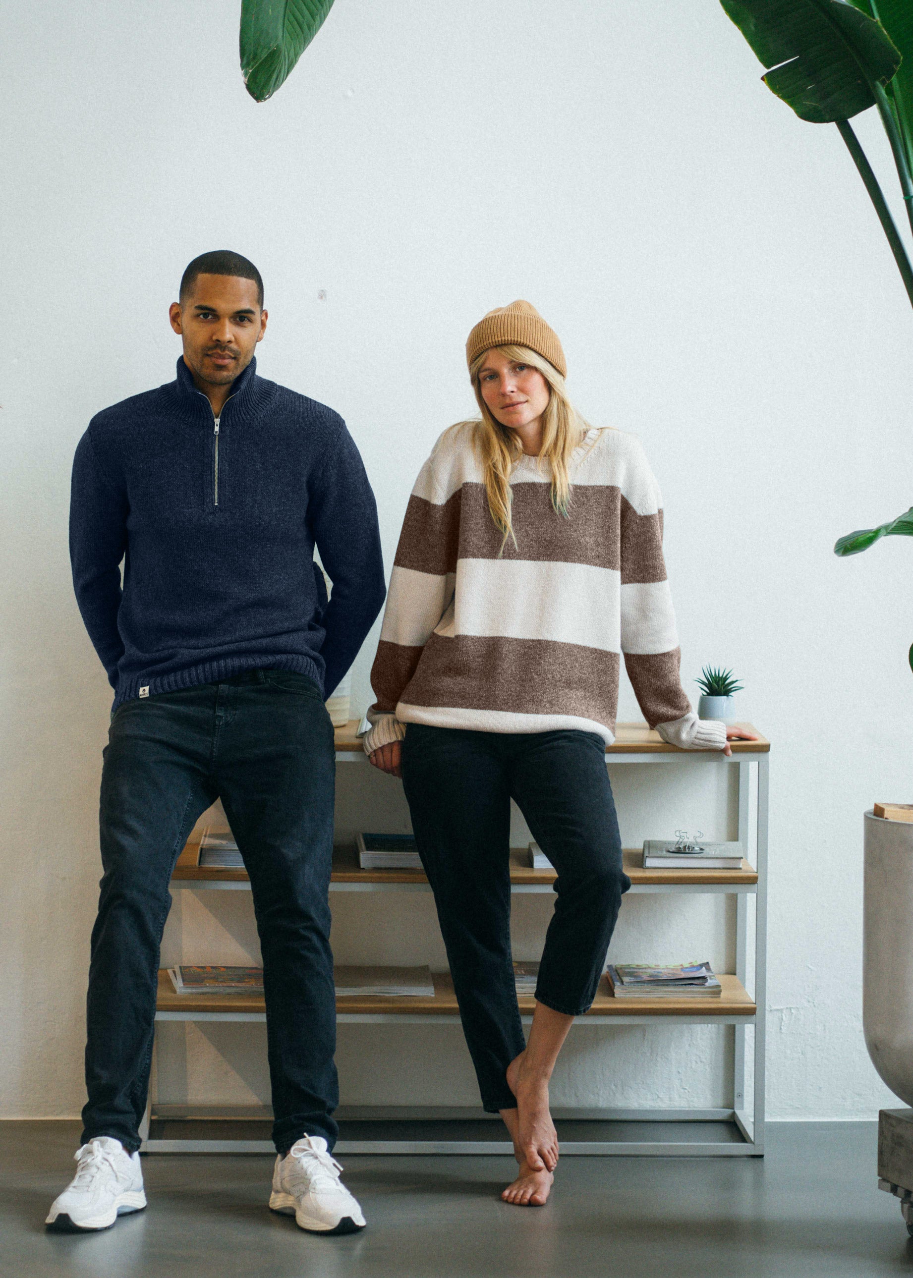 Strickpullover RIFFELT OysterSchokoStriped