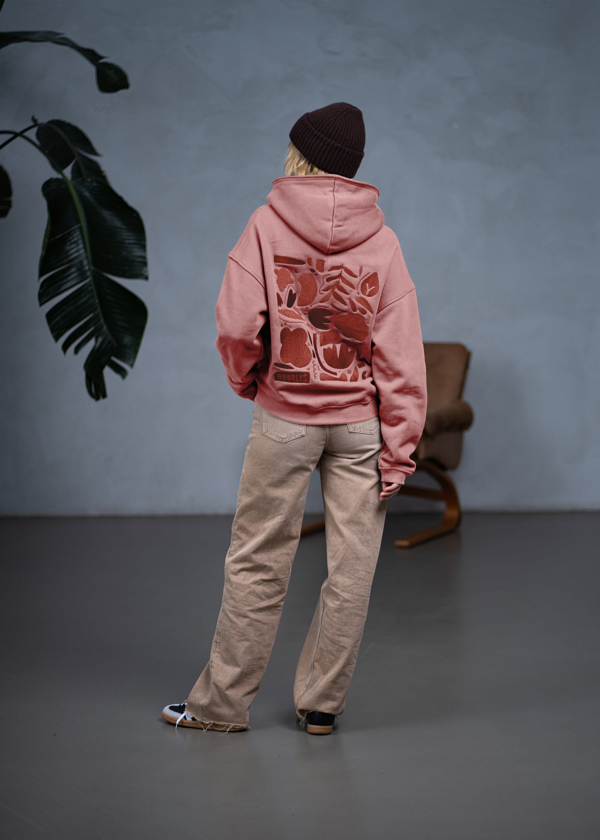 Boxy Heavy-Sweat Hoodie PUNDIG DustyRose/Marsala