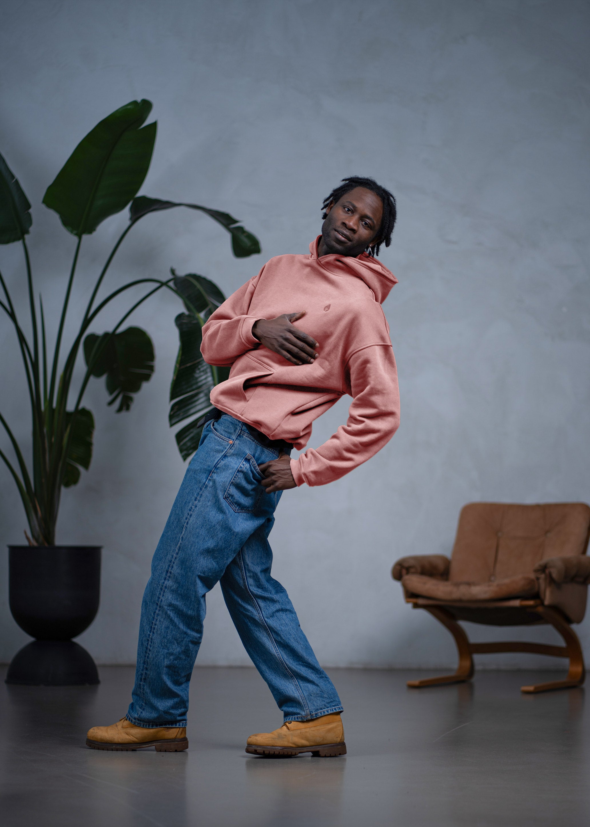 Boxy Heavy-Sweat Hoodie PUNDIG DustyRose/Marsala