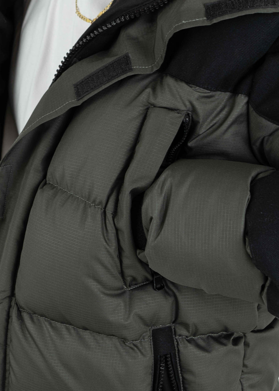 Vegan down jacket WAARMING Olive/Black