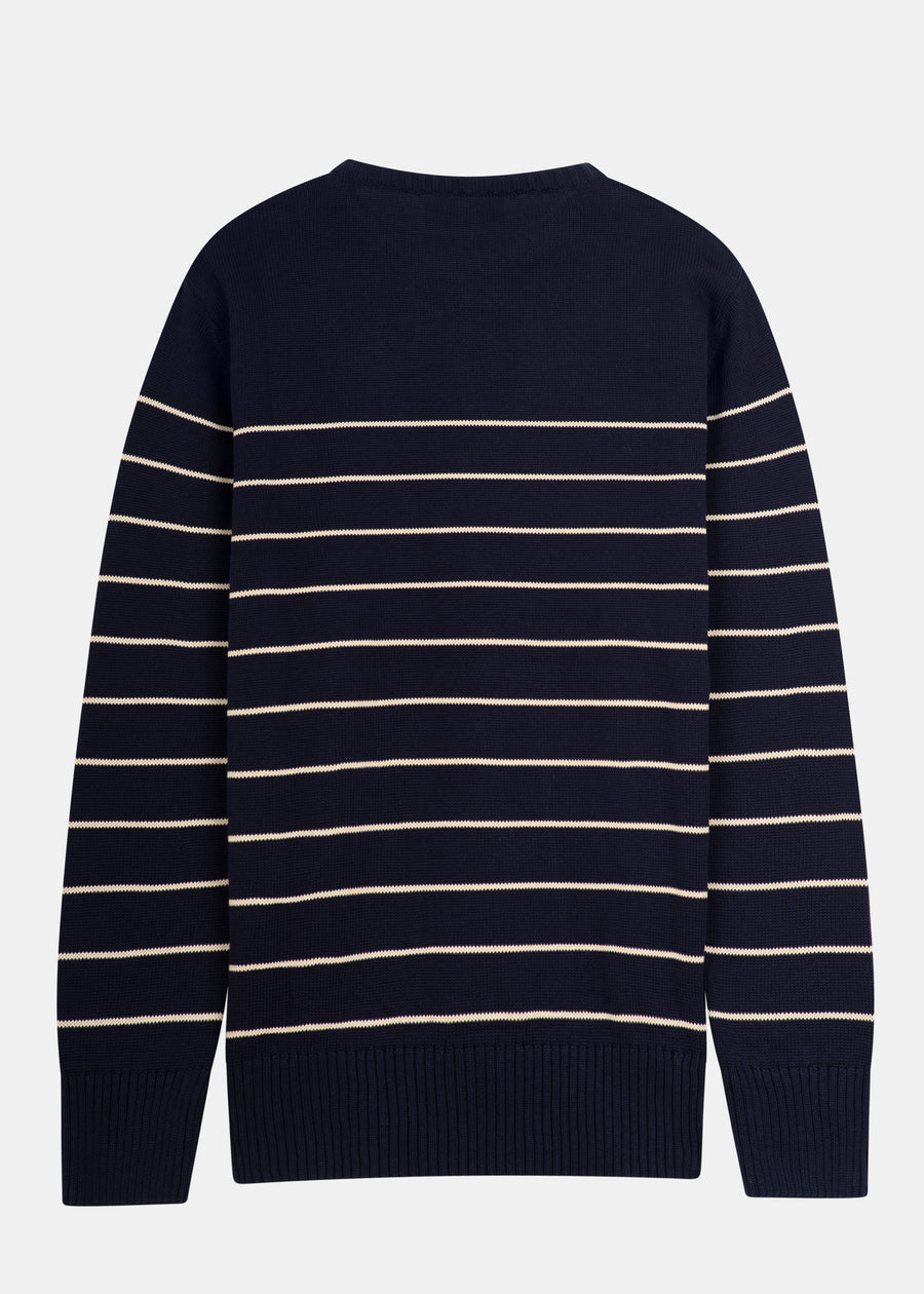 Strickpullover BÖÖT Navy-Beige-Striped