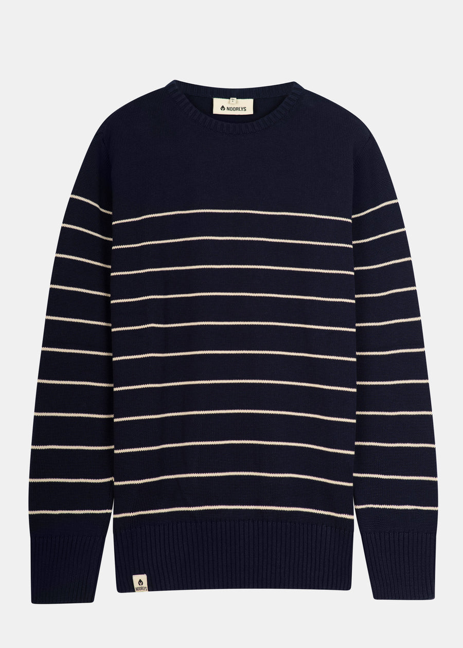 Strickpullover BÖÖT Navy-Beige-Striped