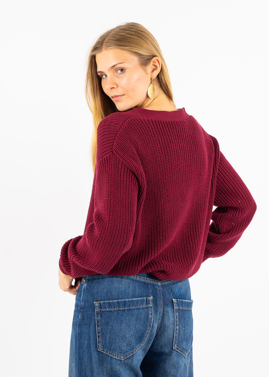 Bündel Longsleeve ELISE & Strickjacke ANNALOTTA CabernetRed