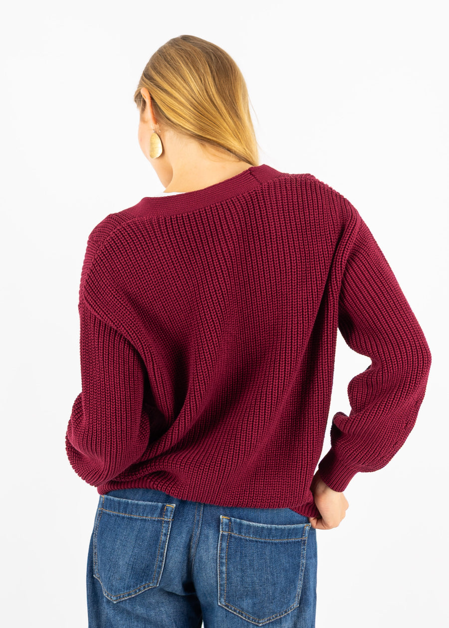Bündel Longsleeve ELISE & Strickjacke ANNALOTTA CabernetRed