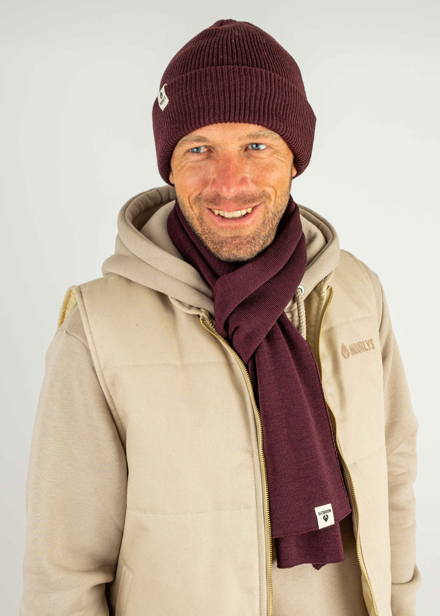 Merino wool cap TOMKE Bordeaux